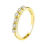 Whoiy Anillos de oro para mujer, anillo de oro blanco, media eternidad con diamante, anillo de aniversario de oro real, 51 (16.2), Metal precioso Piedra preciosa, Diamante