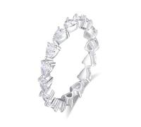 Whoiy Anillos de oro para mujer, oro real, anillos de boda, oro blanco, eternidad, anillo para mujer con moissanite, 49 (15.6), Metal precioso Piedra preciosa, Moissanita