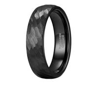 Whoiy Anillos para hombre con grabado, anillo de boda negro cepillado, bisutería de moda, alianzas de carburo de tungsteno, 6 mm, anillo para hombre, talla 54