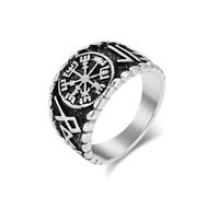 Whoiy Anillos para hombre plateado/oro/negro con grabado, anillos de boda de acero inoxidable 14 mm, anillo de sellado, anillo de boda, anillo de moda, anillos para hombre, talla 57-67, 60 (19.1