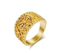 Whoiy Anillos para hombre plateado/oro/negro con grabado, anillos de boda de acero inoxidable 14 mm, anillo de sellado, anillo de boda, anillo de moda, anillos para hombre, talla 57-67, 67 (21.3