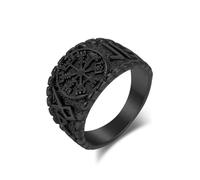 Whoiy Anillos para hombre plateado/oro/negro con grabado, anillos de boda de acero inoxidable 14 mm, anillo de sellado, anillo de boda, anillo de moda, anillos para hombre, talla 57-67, 65 (20.7