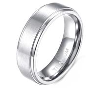 Whoiy Anillos para parejas con grabado, alianzas plateadas, borde biselado, anillo de banda de titanio cepillado, 4 mm/6 mm/8 mm, anillos para parejas, tallas 47-74, 67 (21.3), Titanio, Sin piedra