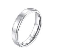 Whoiy Anillos para parejas con grabado, alianzas plateadas, borde biselado, anillo de banda de titanio cepillado, 4 mm/6 mm/8 mm, anillos para parejas, tallas 47-74, 47 (15.0), Titanio, Sin piedra