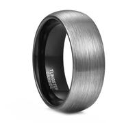 Whoiy Anillos para parejas negro/azul/oro rosa con grabado, alianza de carburo de tungsteno 4 mm/6 mm/8 mm cepillado, anillo de boda, bisutería cúpula, anillos de pareja, tamaño 47-72, 49 (15.6