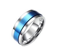 Whoiy Anillos personalizados de acero inoxidable, para hombre, antiansiedad, spinner, sencillo, 8 mm de ancho, anillos de compromiso, alianzas de boda sin piedra, anillos para hombre, color azul con