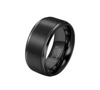 Whoiy Anillos personalizados de carburo de tungsteno, anillos para hombre simples 6 mm/8 mm/10 mm de ancho, anillos de compromiso, anillos de boda, mate, sin piedra, anillo para hombre, negro con