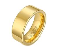 Whoiy Anillos personalizados para hombre, oro, anillos de compromiso, carburo de tungsteno, sencillo, 8 mm de ancho, sin piedra, anillo de boda pulido con grabado para hombres, tamaño 54-67, 65 (20.7