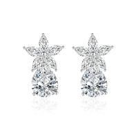 Whoiy Aretes Niña Plata, Pendientes Niña Juvenil Regalos Para Madre Hija Novia Pera Zirconia Cúbica Blanco