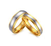 Whoiy Juego de alianzas de boda, 4 mm/6 mm, plata y oro, anillo de tungsteno para hombre y mujer, dos colores, anillo de compromiso con grabado para él y ella, Damen 57 (18.1) & Herren 60 (19.1