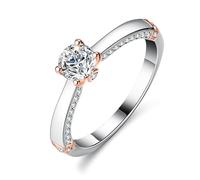 Whoiy Moissanite - Anillo de oro blanco con moissanite de 0,5 ct, 51 (16.2), Metal precioso Piedra preciosa, Moissanita