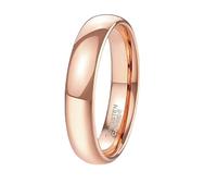 Whoiy Par de anillos de oro rosa grabado, anillo de tungsteno simple 2 mm/4 mm/6 mm/8 mm anillo de compromiso cúpula bisutería anillos de pareja talla 47 - 70, 58 (18.5), Carburo de tungsteno, Sin