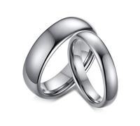 Whoiy Par de anillos de plata pulidos, carburo de tungsteno 4 mm/6 mm, anillos de boda, precio de pareja, anillo de compromiso simple con grabado personalizado para él y ella, Damen 49 (15.6) & Herren