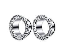 Whoiy Pendientes de acero inoxidable, 2 unidades, color dorado y plateado, 8 mm hasta 20 mm, dilatador único, para hombres y mujeres, 8mm, Acero inoxidable, Sin gemas