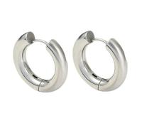 Whoiy Pendientes de aro gruesos hipoalergénicos, aretes de acero inoxidable pulido, aretes de aro plateado/dorado/negro, aretes unisex para mujeres/hombres, 5x14mm, No es una piedra preciosa