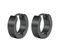 Whoiy Pendientes de aro gruesos hipoalergénicos, minimalistas de acero inoxidable, aretes de aro plateados/dorados/negro/multicolor de moda para hombre, 9mm, No es una piedra preciosa