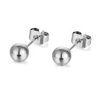 Whoiy - Pendientes tipo dormilona de acero inoxidable para mujer, plata/oro/oro rosa, elegantes, hipoalergénicos, de 3 mm a 6 mm, 5mm, Sin piedra preciosa