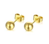 Whoiy - Pendientes tipo dormilona de acero inoxidable para mujer, plata/oro/oro rosa, elegantes, hipoalergénicos, de 3 mm a 6 mm, 6mm, Sin piedra preciosa