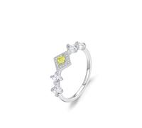 Whoiy Peridot Anillos de oro blanco, anillo de boda para mujer, oro auténtico, elegante, anillo de compromiso, alianzas con peridoto