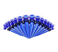 Whoiy Piercing dilatador de acrílico, 14 pares, kit de estiramiento cónico, dilatador de carne, 2 mm - 10 mm, negro/azul/morado, para hombre y mujer, 2MM/3MM/4MM/5MM/6MM/8MM/10MM, Acrílico, Sin gemas