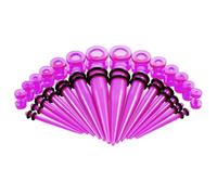 Whoiy Piercing dilatador de acrílico, 14 pares, kit de estiramiento cónico, dilatador de carne, 2 mm - 10 mm, negro/azul/morado, para hombre y mujer, 2MM/3MM/4MM/5MM/6MM/8MM/10MM, Acrílico, Sin gemas