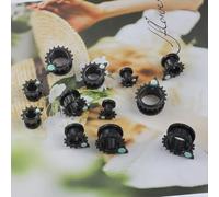 Whoiy Piercing dilatador de oreja de 6 mm a 25 mm, acero inoxidable con ópalo, multicolor, 2 unidades, 25mm, Acero inoxidable, Sin gemas