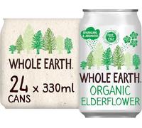 Whole Earth - Pack de 24 Bebidas Refrescantes Ecológicas de Saúco de 330 ml - Sin Azúcar Añadido y Sin Gluten - Apta para Veganos - Indicada para Tomar en Frío - Elaborada con Ingredientes Naturales