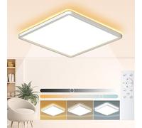 Wholede 24W 3240LM Plafon LED Techo, Lampara Techo Regulable con Mando a Distancia, Lámpara Cuadrado para Dormitorio Cocina Salon Baño Comedor Pasillo Ø29CM- Blanco
