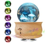 Wholede Caja de Música de Bola de Cristal, Cajas de Música de Madera, Cambio Automático de Color, Bola de Nieve, Función de Proyección RGB, Musica Relajante, Regalo para Niños y Adultos