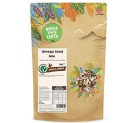 Wholefood Earth Mezcla de Semillas Omega - Calabaza, Girasol, Sésamo y Lino, Alto en Proteínas y Fibra, Vegana, Sin Transgénicos, 1kg, Envase Reciclable