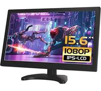 WHOLEV Monitor HDMI de 15,6 Pulgadas CCTV LCD IPS 1920 x 1080 Audio Video Display con Mando a Distancia/USB/VGA/AV/BNC/HDMI Pantalla giratoria para Raspberry Pi House Cámara de vigilancia PC DVD DVR