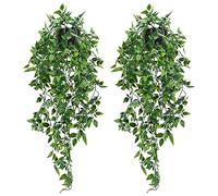 Whonline 2 Plantas Colgantes Falsas, Plantas Artificiales en Maceta para Interiores y Exteriores, estéticas, Oficina, Sala de Estar, decoración de estantes