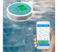WHOOLEFUN Comprobador de agua para piscina, detector 6 en 1, comprobador de calidad de agua, pantalla LCD IP67, resistente al agua, PH-cloro-EC-TDS-ORP, para agua de spa y piscina con aplicación