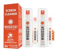 WHOOSH! Limpiador de pantalla para ordenador portátil en spray y toallita [juego de 2] - 3,4 + 0,3 FL oz + 2 paños de microfibra - Duo con botellas grandes y de tamaño de viaje para limpiador de