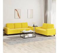 WHOPBXGAD 2+3 Seater Sofa Set Light Yellow Fabric Living Room Furniture with Comfortable Cushions, Durable Modern Sectional Couch for Home Lounge Relaxation Entertainment Space