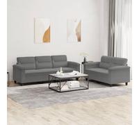 WHOPBXGAD 2+3 Seater Sofa Set with Cushions Microfiber Fabric Dark Gray Living Room Furniture Comfortable Seating Durable Stain Resistant Modern Home Decor