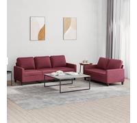 WHOPBXGAD 2+3 Seater Sofa Set with Cushions Red Wine Fabric Living Room Furniture, Durable Textilene Material, Comfortable Foam Padding, Modern Home Decor for Lounge TV Room
