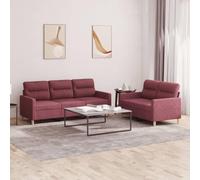WHOPBXGAD 2+3 Seater Sofa Set with Cushions Wine Red Fabric Living Room Furniture Durable Material Comfortable Seating for Home Lounge TV Watching
