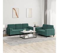 WHOPBXGAD 2+3 Seater Velvet Sofa Set Dark Green with Cushions, Modern Living Room Furniture for Small Spaces, Soft Fabric Upholstery, Comfortable Lounge Seating for Home Decor