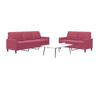 WHOPBXGAD 2+3 Seater Velvet Sofa Set in Wine Red with Cushions, Modern Living Room Furniture for Relaxing, Reading and TV Watching, Soft Fabric with Sturdy Metal Frame Structure