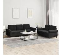 WHOPBXGAD 2+3 Seater Velvet Sofa Set with Cushions Black Modern Living Room Furniture Comfortable Sectional Couches for Home Lounge Relaxation