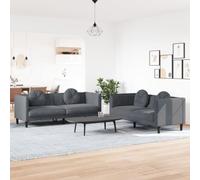 WHOPBXGAD 2+3 Seater Velvet Sofa Set with Round Cushions Dark Grey, Modern Living Room Furniture for Relaxing, Reading, TV Watching, Soft Fabric Upholstery, Comfortable Seating Experience
