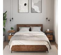 WHOPBXGAD 2 Pack Night Stands, Engineered Wood & Iron Bedside Table with Storage Shelf, 34x36x50cm, Artisan Oak Finish for Bedroom & Living Room, Compact Design, Adjustable Legs, Wall Mountable