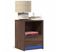 WHOPBXGAD 2 Pack Night Stands with LED Lights, Engineered Wood Bedside Tables with Storage Drawer, Modern Oak Brown End Tables for Bedroom Living Room, RGB Color Changing USB Powered