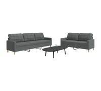 WHOPBXGAD 2-Piece Dark Gray Fabric Sofa Set with Polyester Upholstery, 2-Seater and 3-Seater Living Room Couches with Thick Cushions, Metal Frame Structure for and Durability
