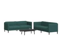 WHOPBXGAD 2-Piece Dark Green Fabric Sofa Set with 2-Seater and 3-Seater Couch, Modern Living Room Furniture with High Density Foam, Comfortable Seating for Family Gatherings and Entertainment