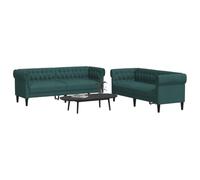 WHOPBXGAD 2-Piece Dark Green Fabric Sofa Set with Comfortable Cushions, Modern Living Room Furniture for Relaxing and Entertaining, 2-Seater and 3-Seater Couches with Sturdy Wood Legs