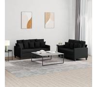 WHOPBXGAD 2 Piece Sofa Set with Cushions Black Fabric Living Room Furniture for Small Spaces, Modern Sectional Couch with Comfortable Seating and Durable Design