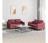 WHOPBXGAD 2-Piece Sofa Set with Cushions Burgundy Fabric Living Room Furniture, Durable Textilene Material, Comfortable Seating for Relaxation and Entertainment, Modern Home Decor