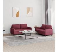 WHOPBXGAD 2 Piece Sofa Set with Cushions Red Wine Fabric Living Room Furniture, Comfortable Seating for Chatting Reading TV Watching, Durable Plywood Metal Structure Home Decor
